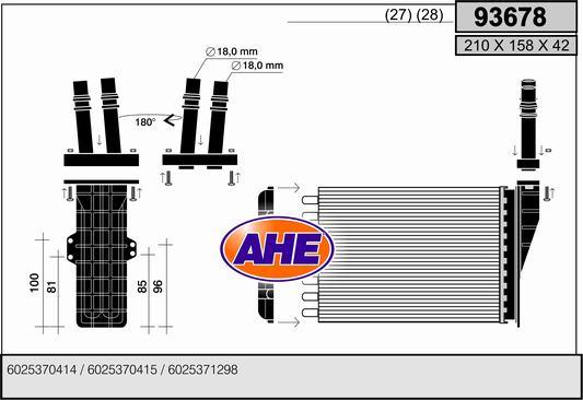 AHE 93678 - Теплообмінник, опалення салону autocars.com.ua