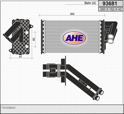 AHE 93681 - Теплообмінник, опалення салону autocars.com.ua