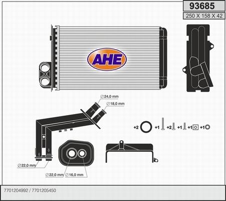 AHE 93685 - Теплообмінник, опалення салону autocars.com.ua
