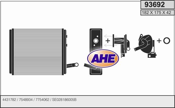 AHE 93692 - Теплообмінник, опалення салону autocars.com.ua