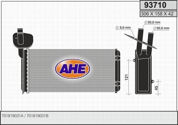 AHE 93710 - Теплообмінник, опалення салону autocars.com.ua