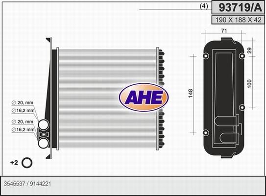 AHE 93719/A - Теплообмінник, опалення салону autocars.com.ua