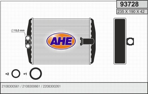 AHE 93728 - Теплообмінник, опалення салону autocars.com.ua