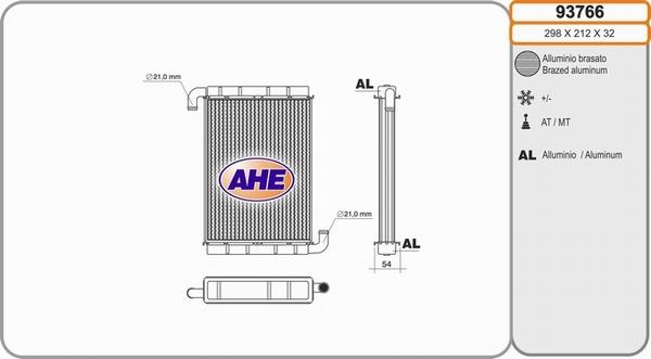 AHE 93766 - Теплообмінник, опалення салону autocars.com.ua