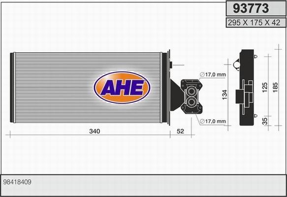 AHE 93773 - Теплообмінник, опалення салону autocars.com.ua