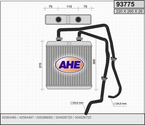 AHE 93775 - Теплообмінник, опалення салону autocars.com.ua