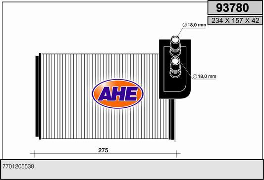 AHE 93780 - Теплообменник, отопление салона autodnr.net