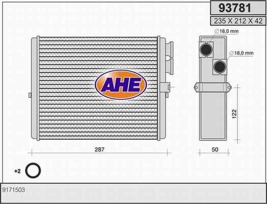 AHE 93781 - Теплообменник, отопление салона autodnr.net