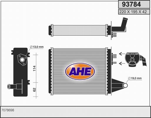 AHE 93784 - Теплообмінник, опалення салону autocars.com.ua