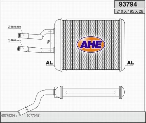 AHE 93794 - Теплообмінник, опалення салону autocars.com.ua