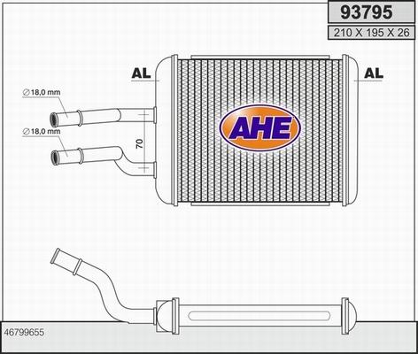 AHE 93795 - Теплообмінник, опалення салону autocars.com.ua