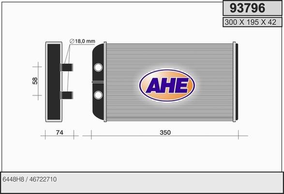AHE 93796 - Теплообмінник, опалення салону autocars.com.ua