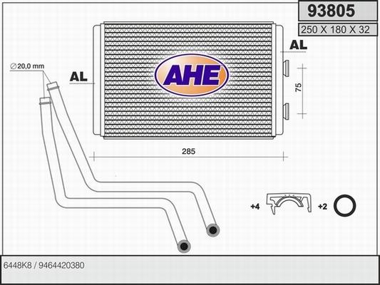 AHE 93805 - Теплообмінник, опалення салону autocars.com.ua