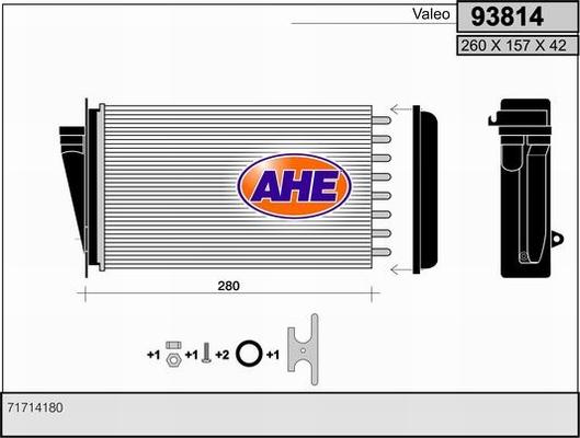 AHE 93814 - Теплообмінник, опалення салону autocars.com.ua