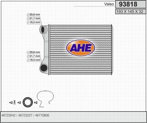 AHE 93818 - Теплообмінник, опалення салону autocars.com.ua