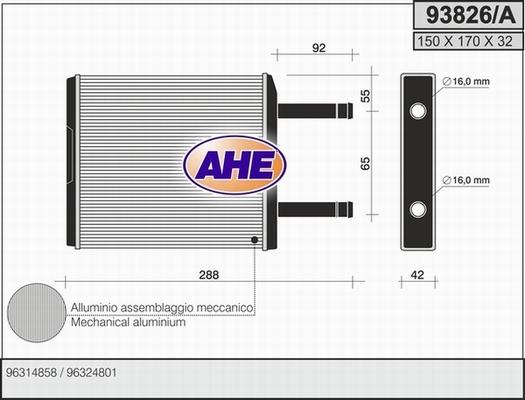 AHE 93826/A - Теплообмінник, опалення салону autocars.com.ua