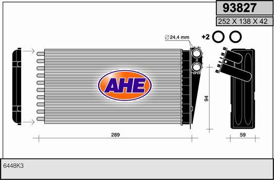 AHE 93827 - Теплообмінник, опалення салону autocars.com.ua