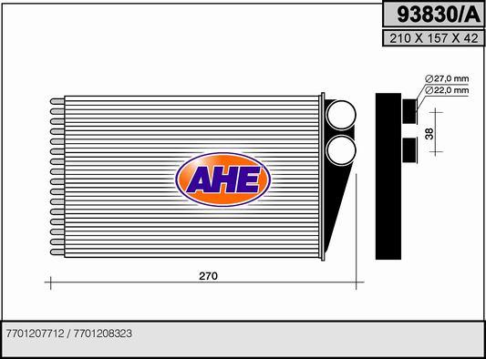 AHE 93830/A - Теплообмінник, опалення салону autocars.com.ua