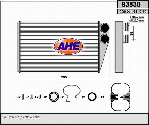 AHE 93830 - Теплообмінник, опалення салону autocars.com.ua