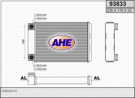 AHE 93833 - Теплообмінник, опалення салону autocars.com.ua