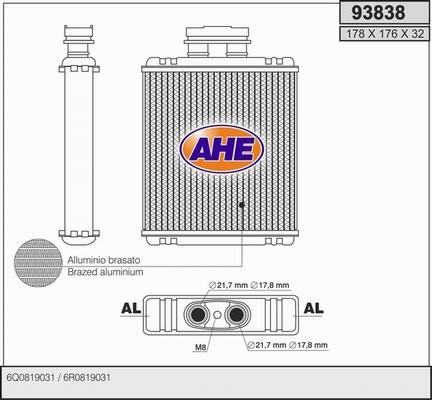 AHE 93838 - Теплообмінник, опалення салону autocars.com.ua