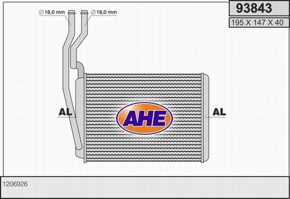 AHE 93843 - Теплообмінник, опалення салону autocars.com.ua