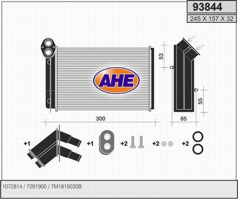 AHE 93844 - Теплообмінник, опалення салону autocars.com.ua