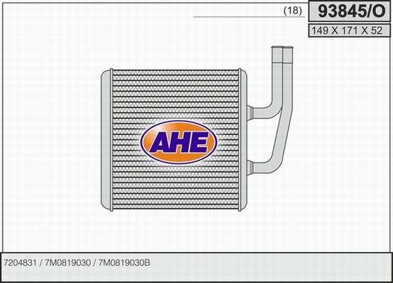 AHE 93845/O - Теплообмінник, опалення салону autocars.com.ua