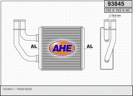 AHE 93845 - Теплообмінник, опалення салону autocars.com.ua