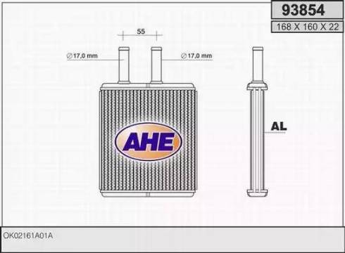 AHE 93854 - Теплообмінник, опалення салону autocars.com.ua