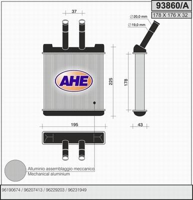AHE 93860/A - Теплообмінник, опалення салону autocars.com.ua