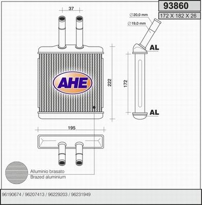 AHE 93860 - Теплообмінник, опалення салону autocars.com.ua