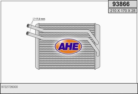 AHE 93866 - Теплообмінник, опалення салону autocars.com.ua