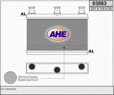 AHE 93883 - Теплообмінник, опалення салону autocars.com.ua