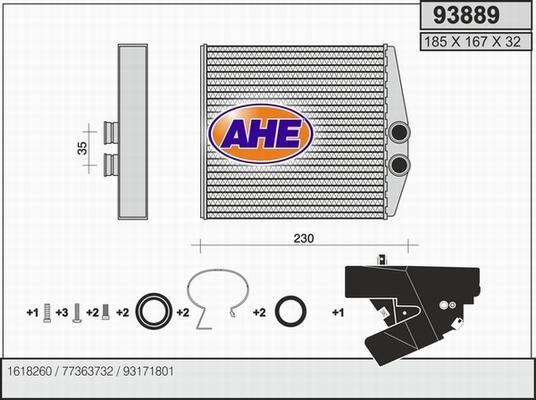 AHE 93889 - Теплообмінник, опалення салону autocars.com.ua