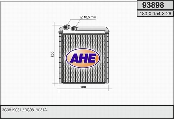 AHE 93898 - Теплообмінник, опалення салону autocars.com.ua