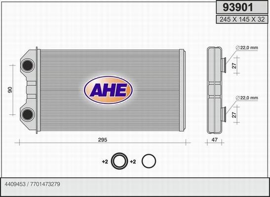 AHE 93901 - Теплообмінник, опалення салону autocars.com.ua