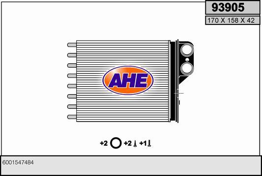 AHE 93905 - Теплообмінник, опалення салону autocars.com.ua