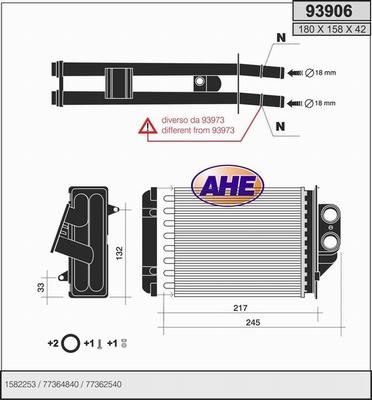 AHE 93906 - Теплообмінник, опалення салону autocars.com.ua