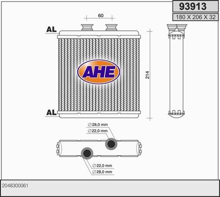 AHE 93913 - Теплообмінник, опалення салону autocars.com.ua