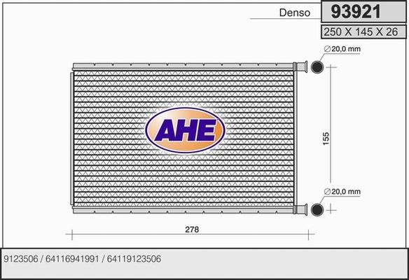 AHE 93921 - Теплообмінник, опалення салону autocars.com.ua