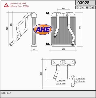 AHE 93928 - Теплообмінник, опалення салону autocars.com.ua