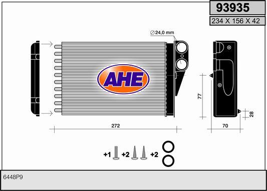 AHE 93935 - Теплообмінник, опалення салону autocars.com.ua