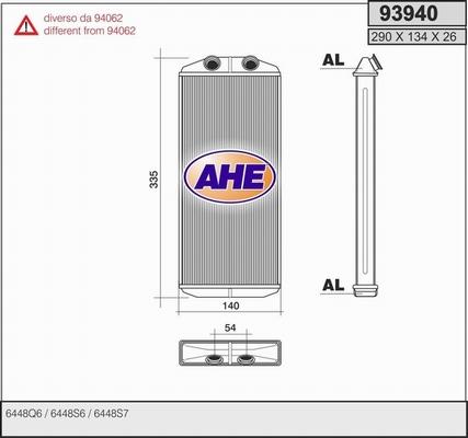 AHE 93940 - Теплообмінник, опалення салону autocars.com.ua