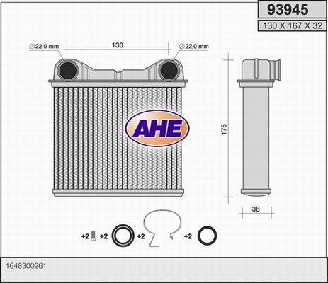 AHE 93945 - Теплообмінник, опалення салону autocars.com.ua