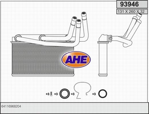 AHE 93946 - Теплообмінник, опалення салону autocars.com.ua