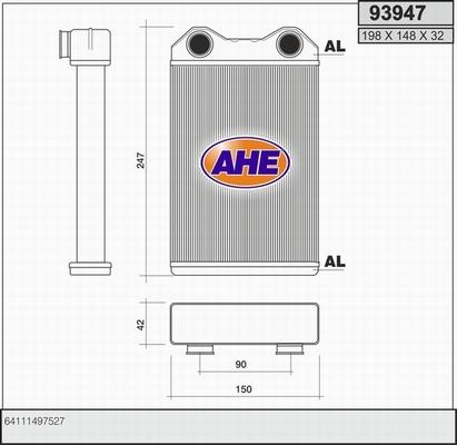 AHE 93947 - Теплообмінник, опалення салону autocars.com.ua