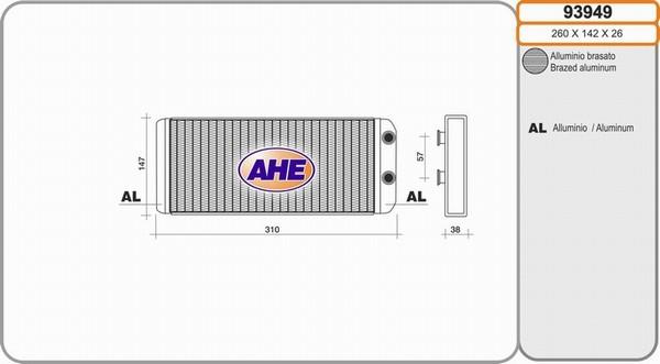 AHE 93949 - Теплообмінник, опалення салону autocars.com.ua