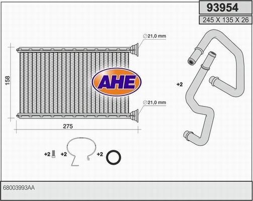 AHE 93954 - Теплообмінник, опалення салону autocars.com.ua