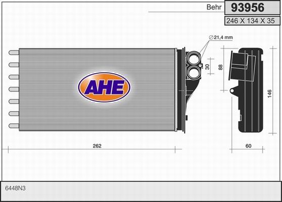 AHE 93956 - Теплообмінник, опалення салону autocars.com.ua